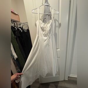 White Spaghetti Strap Dress with Sweetheart Neckline